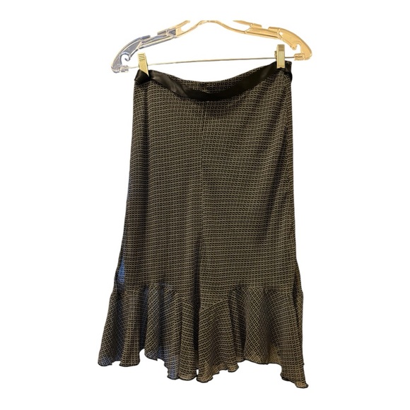 Geri C New York W Size M A Line Flounce Black/White Elastic-Waistband Midi Skirt - Picture 2 of 10